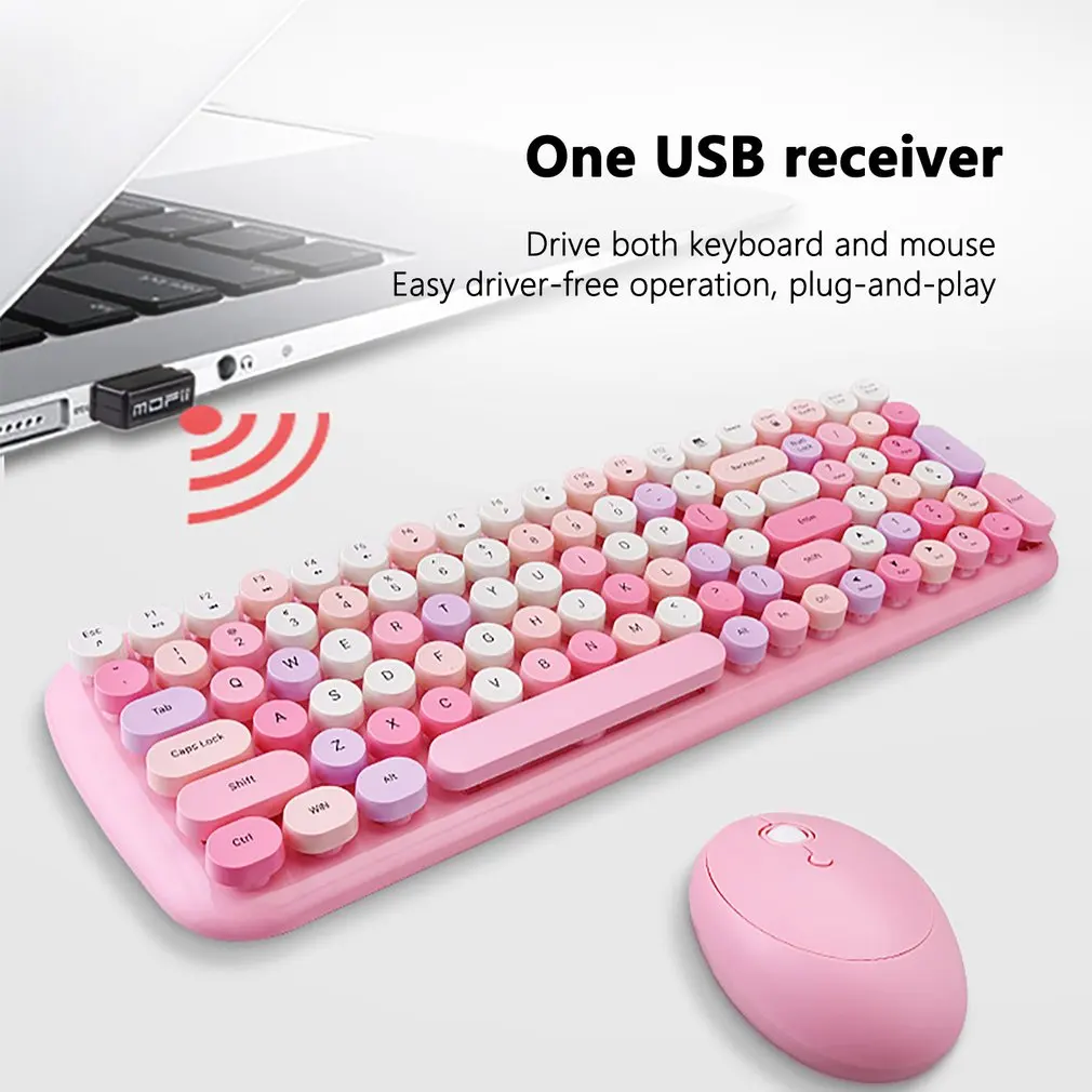 2.4G Wireless Keyboard Set Mixed Candy Color Roud Keycap Keyboard and Mouse kit Pink for Laptop Notebook PC Girls Gift
2.4G Wireless Keyboard Set Mixed Candy Color Roud Keycap Keyboard and Mouse kit Pink for Laptop Notebook PC Girls Gift