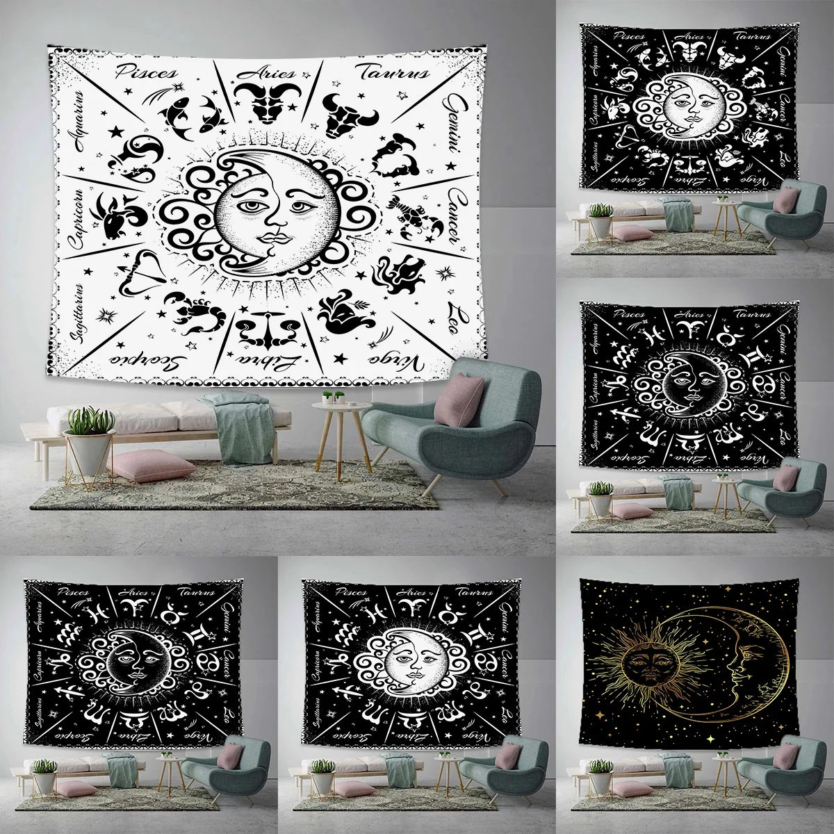 European And American Twelve Constellations Tapestry Sun And Moon Tapestry Art Aesthetics Room Decor Home Decoration Tapestries
European And American Twelve Constellations Tapestry Sun And Moon Tapestry Art Aesthetics Room Decor Home Decoration Tapestries