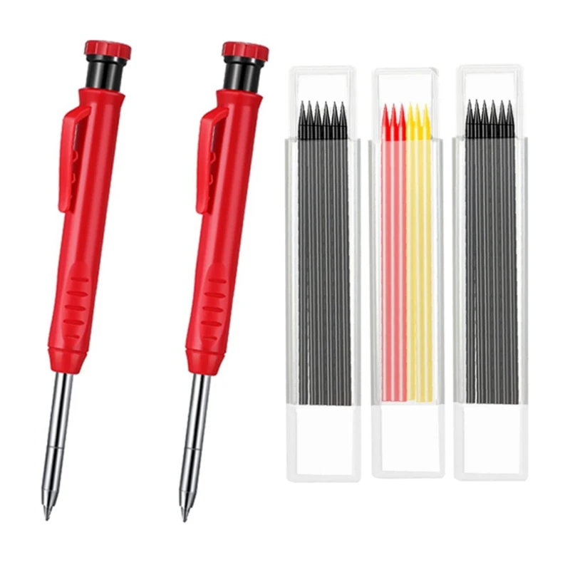 2Pcs Solid Carpenter Pencil,Built-in Sharpener Carpentry Pencils Set with 18 Refill,Woodworking Architect Marking Tools
2Pcs Solid Carpenter Pencil,Built-in Sharpener Carpentry Pencils Set with 18 Refill,Woodworking Architect Marking Tools