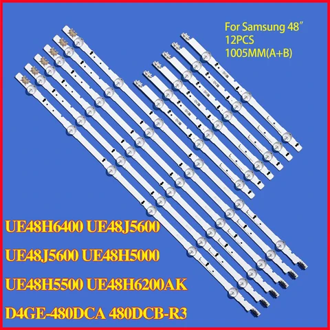 Светодиодная лента для подсветки для Samsung UE48H6200AK, UE48H6400, UE48J5600, UA48J5088AC, UE48H5000, UE48H5500, детской, 480DCB-R3, 12 шт./комплект