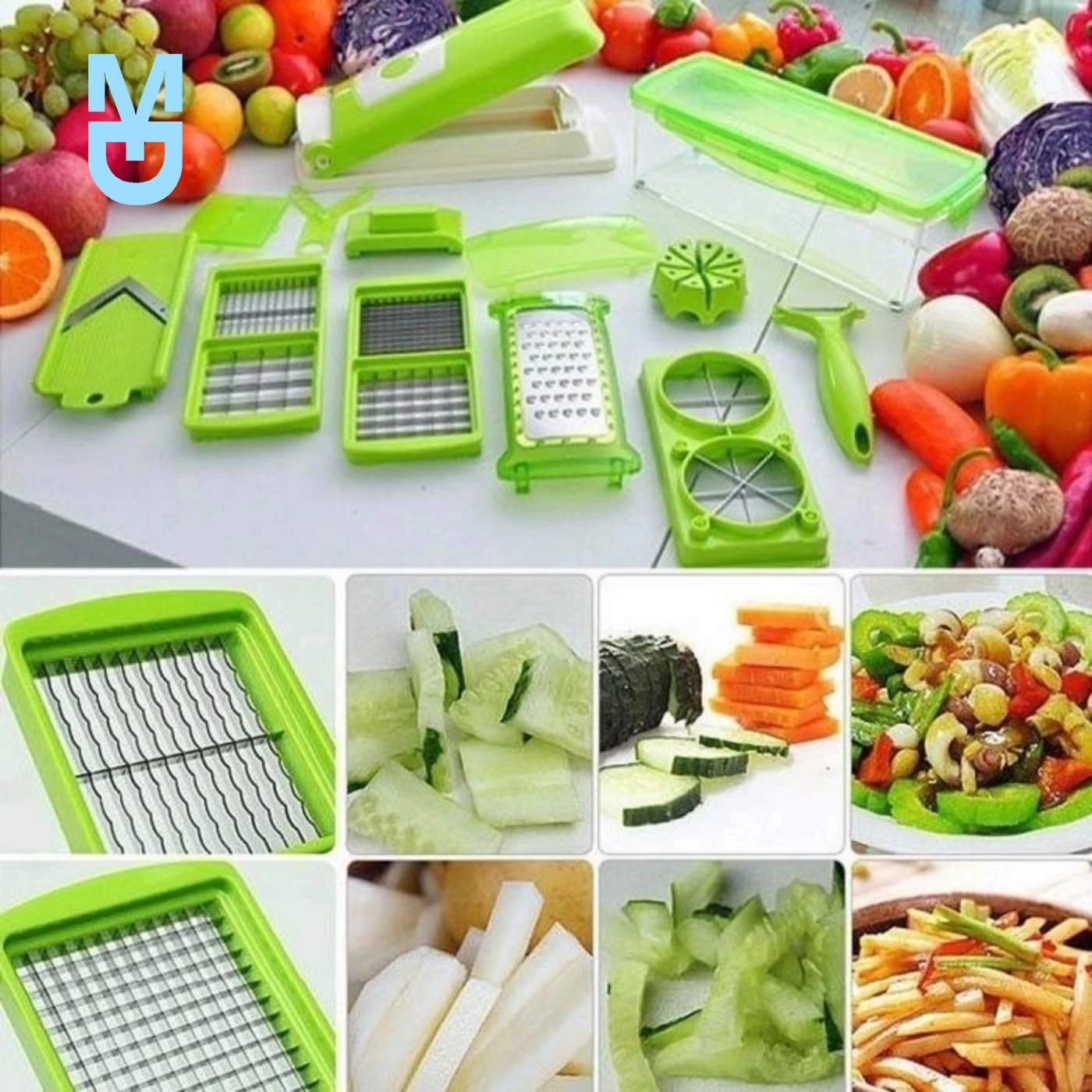 Fruit and vegetable slicer cutter for vegetables and fruits Nicer Dicer Plus with a set of attachments, with a container
Fruit and vegetable slicer cutter for vegetables and fruits Nicer Dicer Plus with a set of attachments, with a container