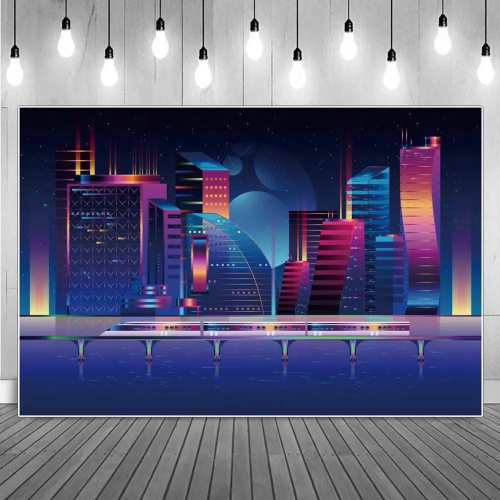 City Photography Backdrop Superhero Neon Buildings Train Bridge Baby Custom Birthday Party Decoration Photocall Background Props
City Photography Backdrop Superhero Neon Buildings Train Bridge Baby Custom Birthday Party Decoration Photocall Background Props