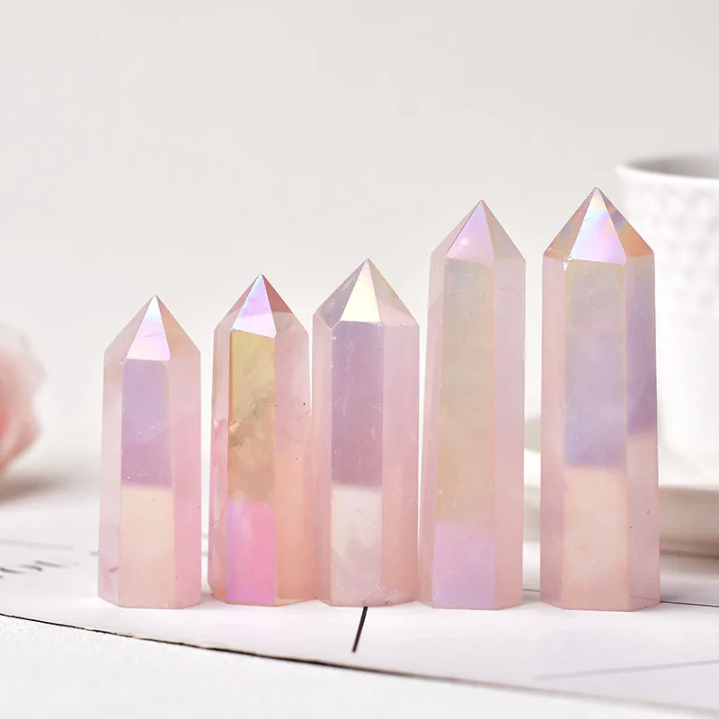 Crystal Decoration 1PC Natural Aura Rose Quartz Crystal Point Wand Healing Stone Rainbow Plating Healing Stone Home Decoration
Crystal Decoration 1PC Natural Aura Rose Quartz Crystal Point Wand Healing Stone Rainbow Plating Healing Stone Home Decoration