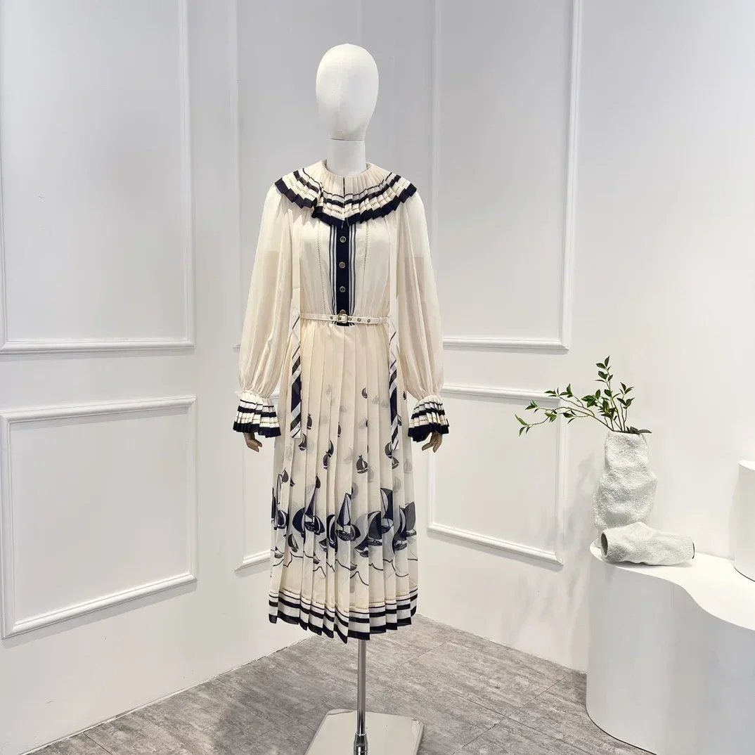 2023 New Solid Spring Summer Casual High Qaulity Pleat Sailboat Printing Belt Buttons Ruffle Cuffs Woman Midi Dress
2023 New Solid Spring Summer Casual High Qaulity Pleat Sailboat Printing Belt Buttons Ruffle Cuffs Woman Midi Dress