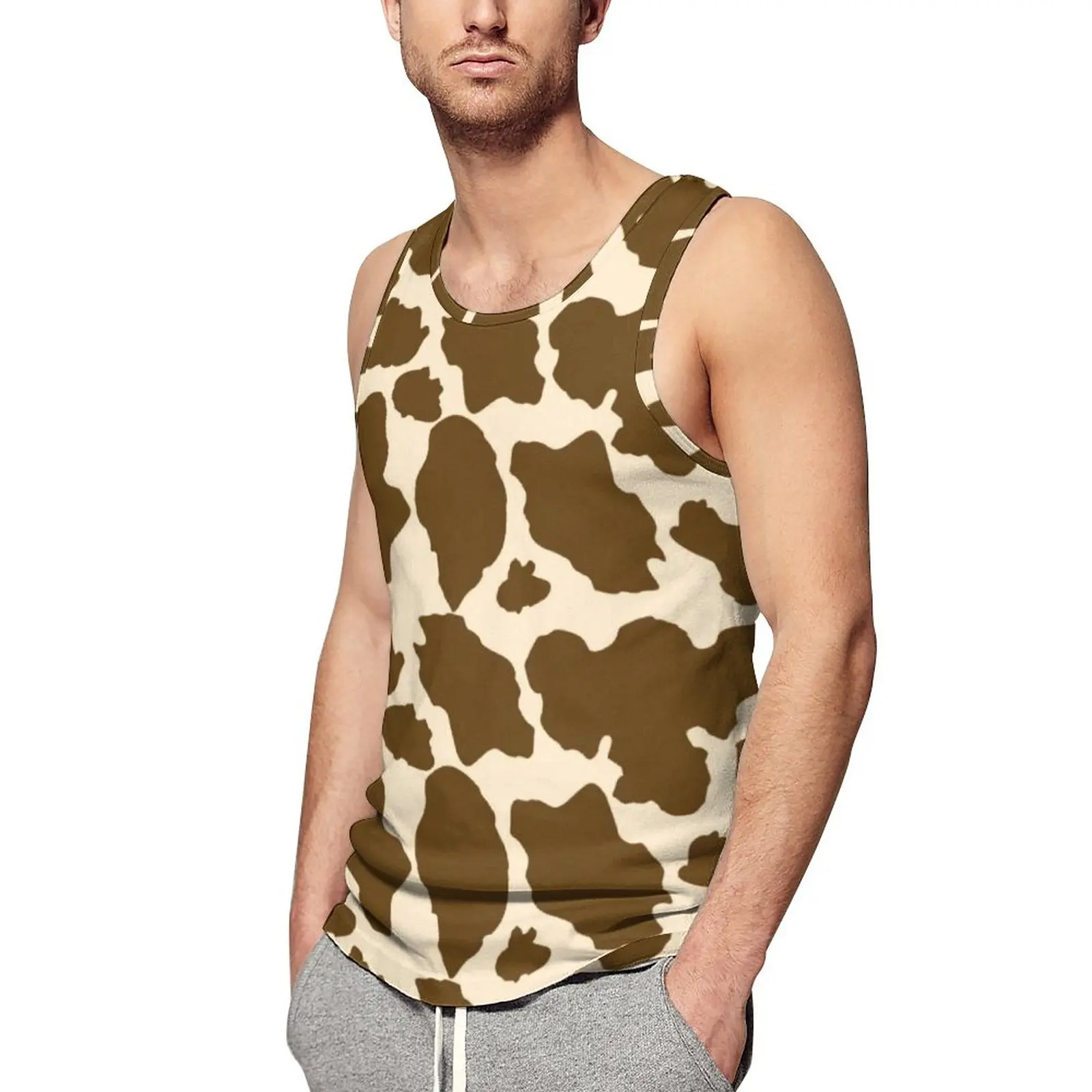 Майка мужская с рисунком коровы, модный топ с коричневыми пятнами для тренировок, жилет без рукавов, с рисунком фермерской фермы, животных
Майка мужская с рисунком коровы, модный топ с коричневыми пятнами для тренировок, жилет без рукавов, с рисунком фермерской фермы, животных