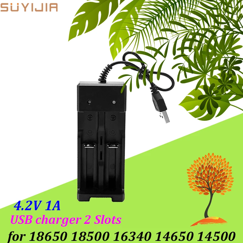 18650 4.2V 1A Lithium Battery Charger USB 2 Slot Quick Charge Universal with Wire and LED for 18650 18500 16340 14650 14500 etc. 
18650 4.2V 1A Lithium Battery Charger USB 2 Slot Quick Charge Universal with Wire and LED for 18650 18500 16340 14650 14500 etc.
