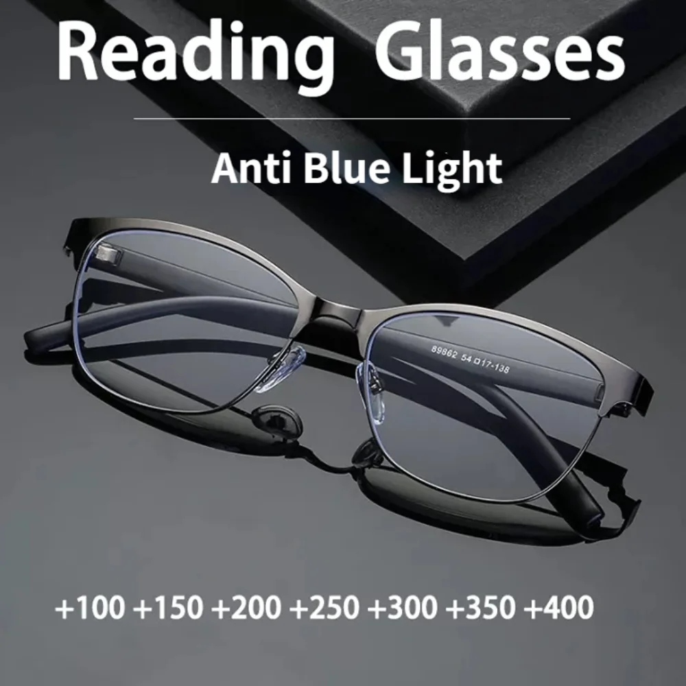 FG Fashion Steel Leather Blue Proof Full Frame Reading Glasses Business Frame Elderly Men and Women Presbyopic Glasses +100-+400
FG Fashion Steel Leather Blue Proof Full Frame Reading Glasses Business Frame Elderly Men and Women Presbyopic Glasses +100-+400