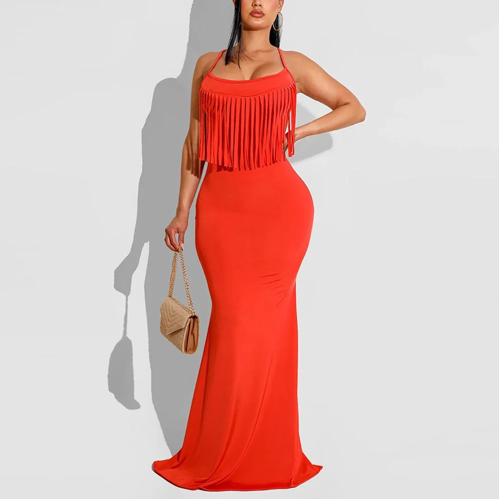 Sexy Spaghetti Strap Dresses for Women Tassel Square Neck High Waisted Bodycon Floor Length Evening Night Party Club Vestido Hot
Sexy Spaghetti Strap Dresses for Women Tassel Square Neck High Waisted Bodycon Floor Length Evening Night Party Club Vestido Hot