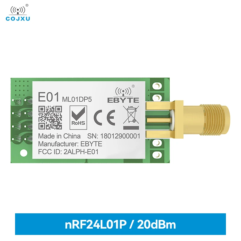 nRF24L01P RF Wireless Module 2.4GHz IoT cojxu E01-ML01DP5 Nordic nRF24L01 PA LNA 20dBm100mW DIP 2.5km 2.4G Transceiver Module
nRF24L01P RF Wireless Module 2.4GHz IoT cojxu E01-ML01DP5 Nordic nRF24L01 PA LNA 20dBm100mW DIP 2.5km 2.4G Transceiver Module