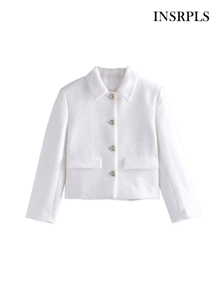 INSRPLS Women Fashion With Gold Button Jacket Coat Vintage Lapel Collar Long Sleeve Female Outerwear Chic Tops
INSRPLS Women Fashion With Gold Button Jacket Coat Vintage Lapel Collar Long Sleeve Female Outerwear Chic Tops