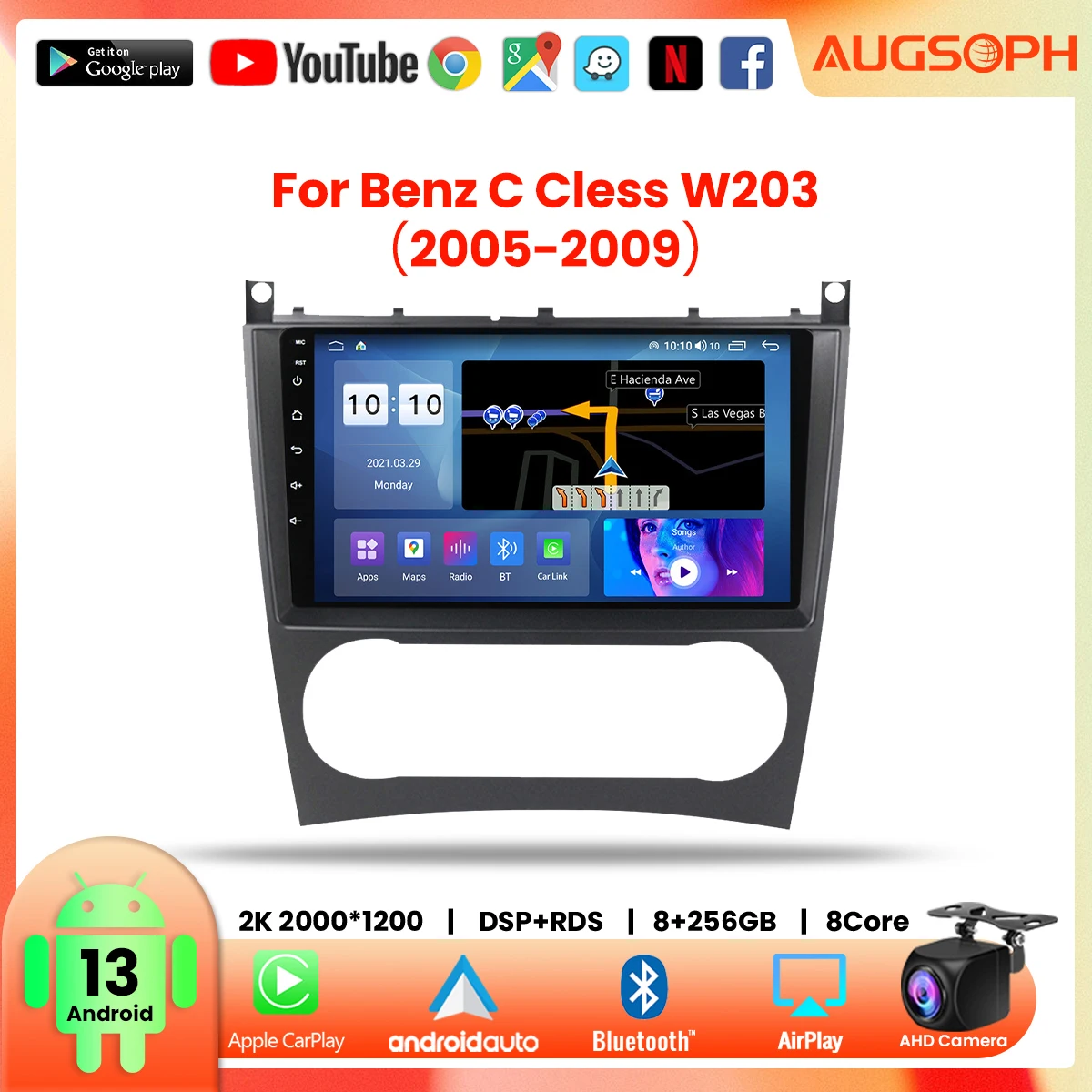 Автомобильный радиоприемник на Android 13 для Benz C Class W203 2005-2009, 9 дюймов, 2K мультимедийный плеер с 4G Carplay DSP и 2Din GPS-навигацией.
Автомобильный радиоприемник на Android 13 для Benz C Class W203 2005-2009, 9 дюймов, 2K мультимедийный плеер с 4G Carplay DSP и 2Din GPS-навигацией.