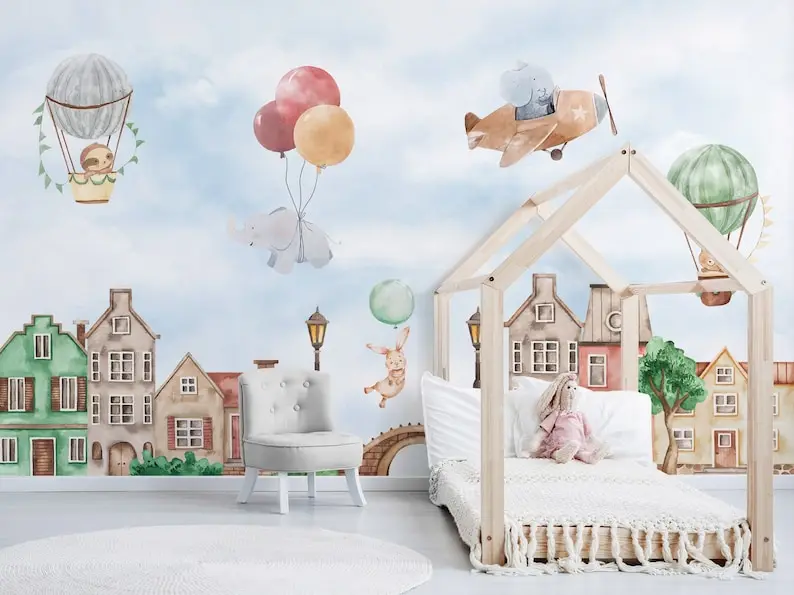 Kids Wallpaper Peel and Stick Cute Dutch House with Flying Animals Wall Mural
Kids Wallpaper Peel and Stick Cute Dutch House with Flying Animals Wall Mural