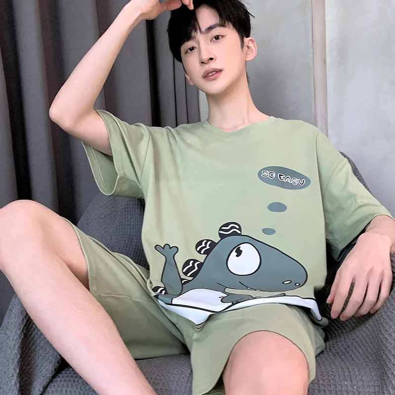 Summer Pajamas Sets For Men Cartoon Dinosaur Cotton Korean Sleepwear Man Short Sleeve Loose 2 Pieces Set Loungewear Man Homewear
Summer Pajamas Sets For Men Cartoon Dinosaur Cotton Korean Sleepwear Man Short Sleeve Loose 2 Pieces Set Loungewear Man Homewear