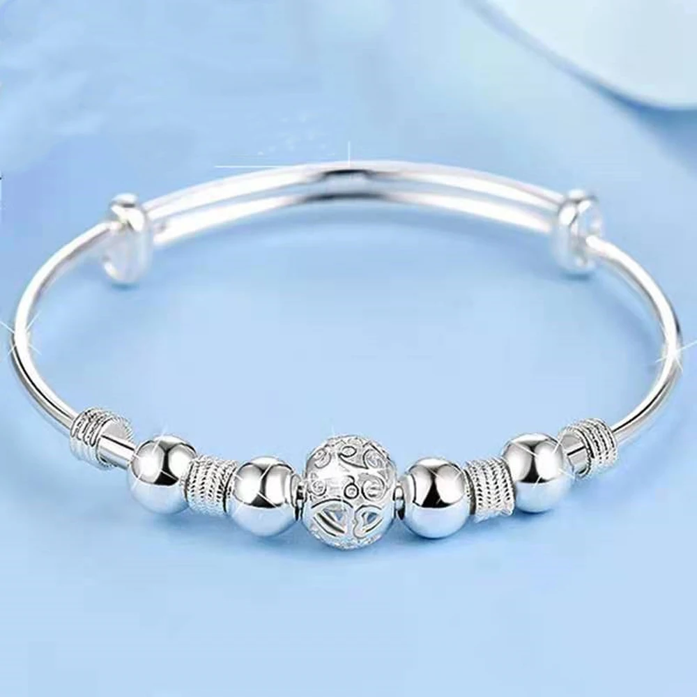 Popular brands Silver Color Charm lucky beads Bangles for women bracelets fashion party wedding engagement jewelry
Popular brands Silver Color Charm lucky beads Bangles for women bracelets fashion party wedding engagement jewelry