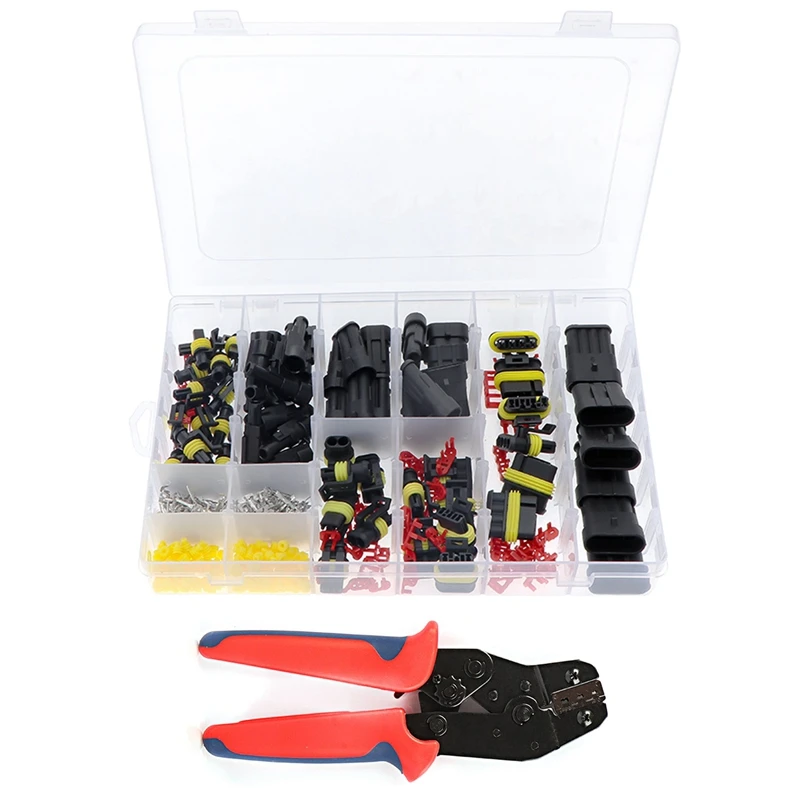 408Pcs Boxed Hid Car Waterproof Connector Harness Connector + Crimping Pliers Sheath Red + Blue SN-48B
408Pcs Boxed Hid Car Waterproof Connector Harness Connector + Crimping Pliers Sheath Red + Blue SN-48B