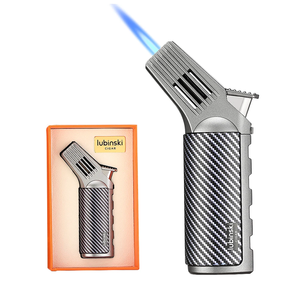

LUBINSKI Cigar Lighter Portable Metal Butane Gas Torch Lighters Smoking Accessories 1 Jet Flame Gun Lighters Gift Box Packaging