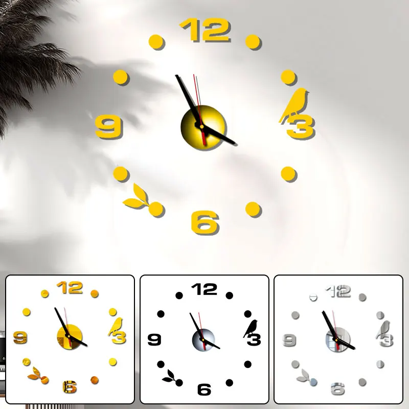 Acrylic Mirror Stickers3D Wall Clock Home Living Room Bedroom Bird Plant Quartz Needle Wall Watch Modern Design Deco Wall Clock
Acrylic Mirror Stickers3D Wall Clock Home Living Room Bedroom Bird Plant Quartz Needle Wall Watch Modern Design Deco Wall Clock