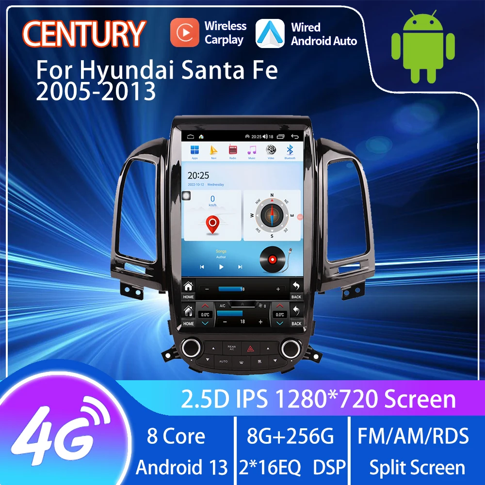 Автомобильный мультимедийный плеер Century для Hyundai Santa Fe 2005-2013, Android 12, радио, навигация, аудио, стерео, 8-ядерный чип, 8 ГБ + 256 ГБ
Автомобильный мультимедийный плеер Century для Hyundai Santa Fe 2005-2013, Android 12, радио, навигация, аудио, стерео, 8-ядерный чип, 8 ГБ + 256 ГБ