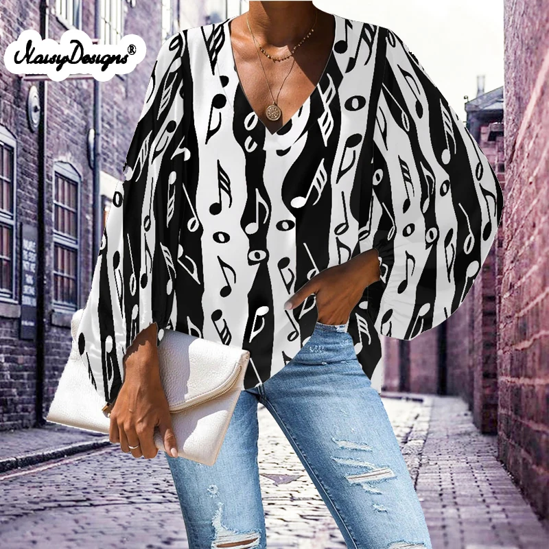 Noisydesigns Black Blouse White Musical Notes 2022 Fashion Women Loose Long Sleeve Shirt Tops Ladies V-neck New Dropshipping
Noisydesigns Black Blouse White Musical Notes 2022 Fashion Women Loose Long Sleeve Shirt Tops Ladies V-neck New Dropshipping