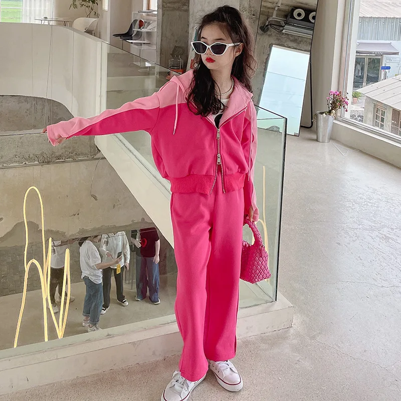 Girls Hooded Sports Suit Casual Children Clothing Matching Color Tops + Pants 2pcs Girl Clothes Tracksuit Autumn Kids Sportswear 
Girls Hooded Sports Suit Casual Children Clothing Matching Color Tops + Pants 2pcs Girl Clothes Tracksuit Autumn Kids Sportswear