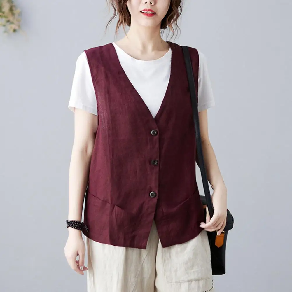 Women Vest Waistcoat Single-breasted Sleeveless Solid Color V Neck Cardigan Straight OL Style Commute Female Coat Clothing
Women Vest Waistcoat Single-breasted Sleeveless Solid Color V Neck Cardigan Straight OL Style Commute Female Coat Clothing