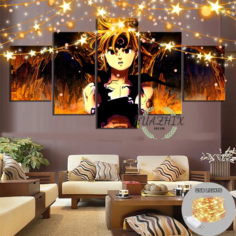 5 Panel Canvas Painting with light Prints Home Decor The Seven Deadly Sins Anime Meliodas Dragon Sin Of Wrath Modular Poster
5 Panel Canvas Painting with light Prints Home Decor The Seven Deadly Sins Anime Meliodas Dragon Sin Of Wrath Modular Poster