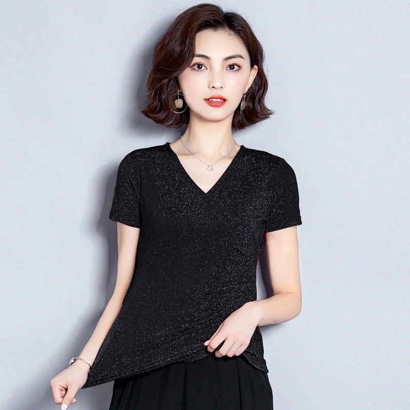 #9263 Summer Short Sleeve T Shirt Women V-neck Sexy Tight Mesh Wrap T-shirt Female Slim Solid Color Office Short Tshirt Folds
#9263 Summer Short Sleeve T Shirt Women V-neck Sexy Tight Mesh Wrap T-shirt Female Slim Solid Color Office Short Tshirt Folds
