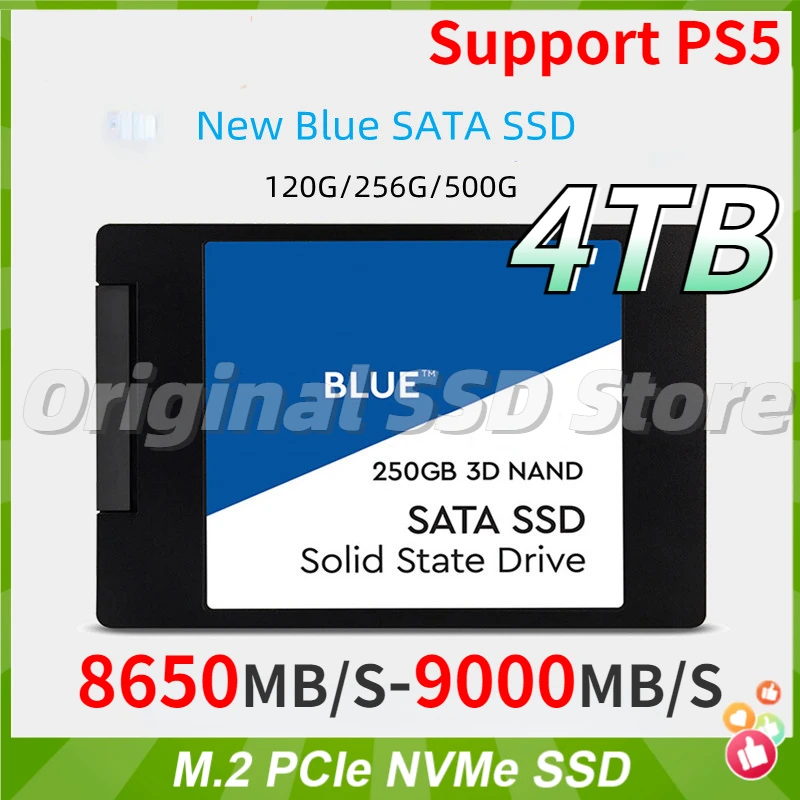 

1TB 2TB Blue SSD Sata 2280 Nvme M2 4TB Internal Solid State Disque 3D NAND SATA3 2.5" for Laptop NoteBook PC Ps4 Ps5