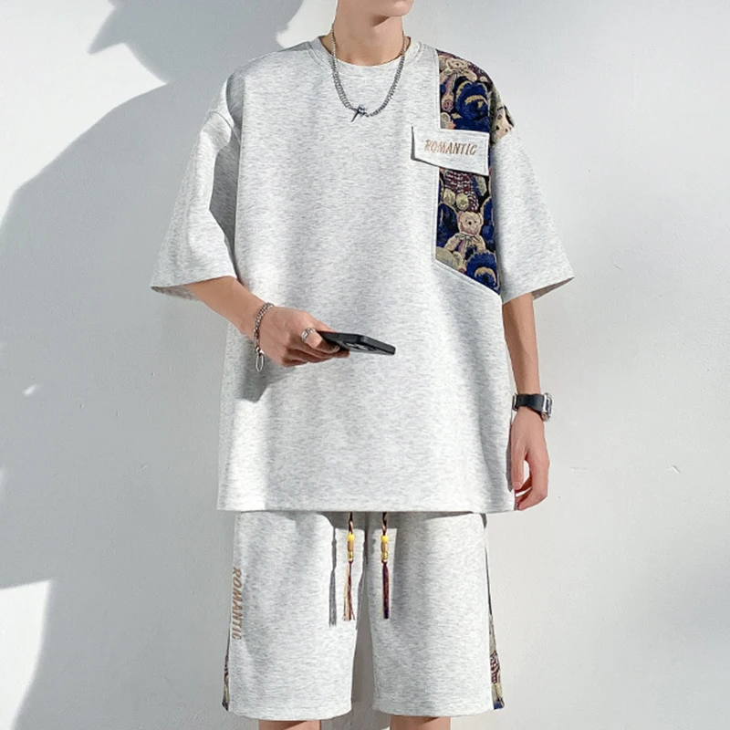 Privathinker Bear Letter Patchwork Men's Set Summer Short Sleeve Tops Oversized Shorts Suit Fashion Casual Male Clothing
Privathinker Bear Letter Patchwork Men's Set Summer Short Sleeve Tops Oversized Shorts Suit Fashion Casual Male Clothing