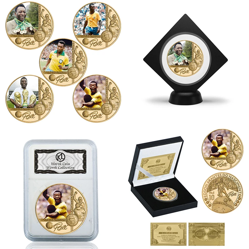 5 Design Famous Brazil Football Soccer Man-Pele Gold Plated Commemorative Coins with Coin Holder Challenge Coins Souvenir Gifts
5 Design Famous Brazil Football Soccer Man-Pele Gold Plated Commemorative Coins with Coin Holder Challenge Coins Souvenir Gifts