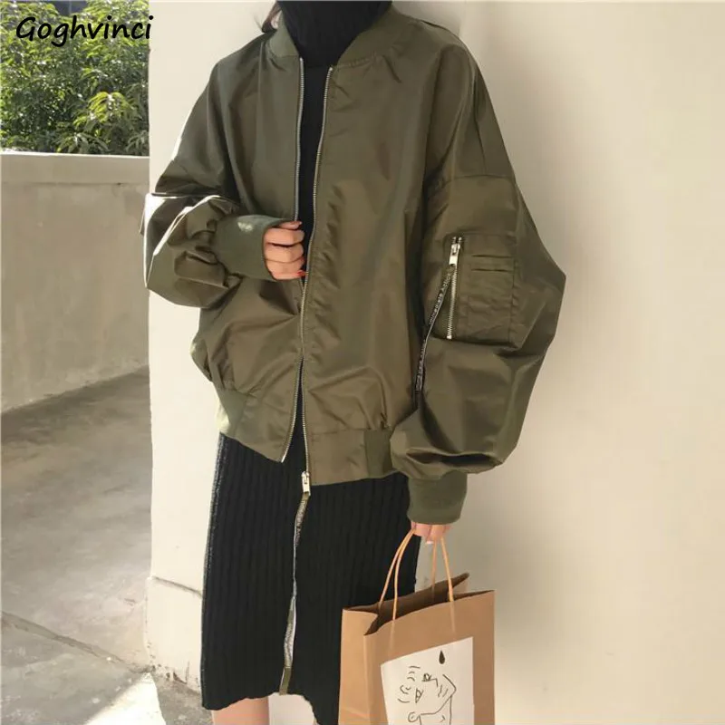 Women Basic Jackets Bomber Crop Zipper Loose All-match Stylish Harajuku Korean Outwear Stand Collar Hip-hop BF Chic Daily Autumn
Women Basic Jackets Bomber Crop Zipper Loose All-match Stylish Harajuku Korean Outwear Stand Collar Hip-hop BF Chic Daily Autumn