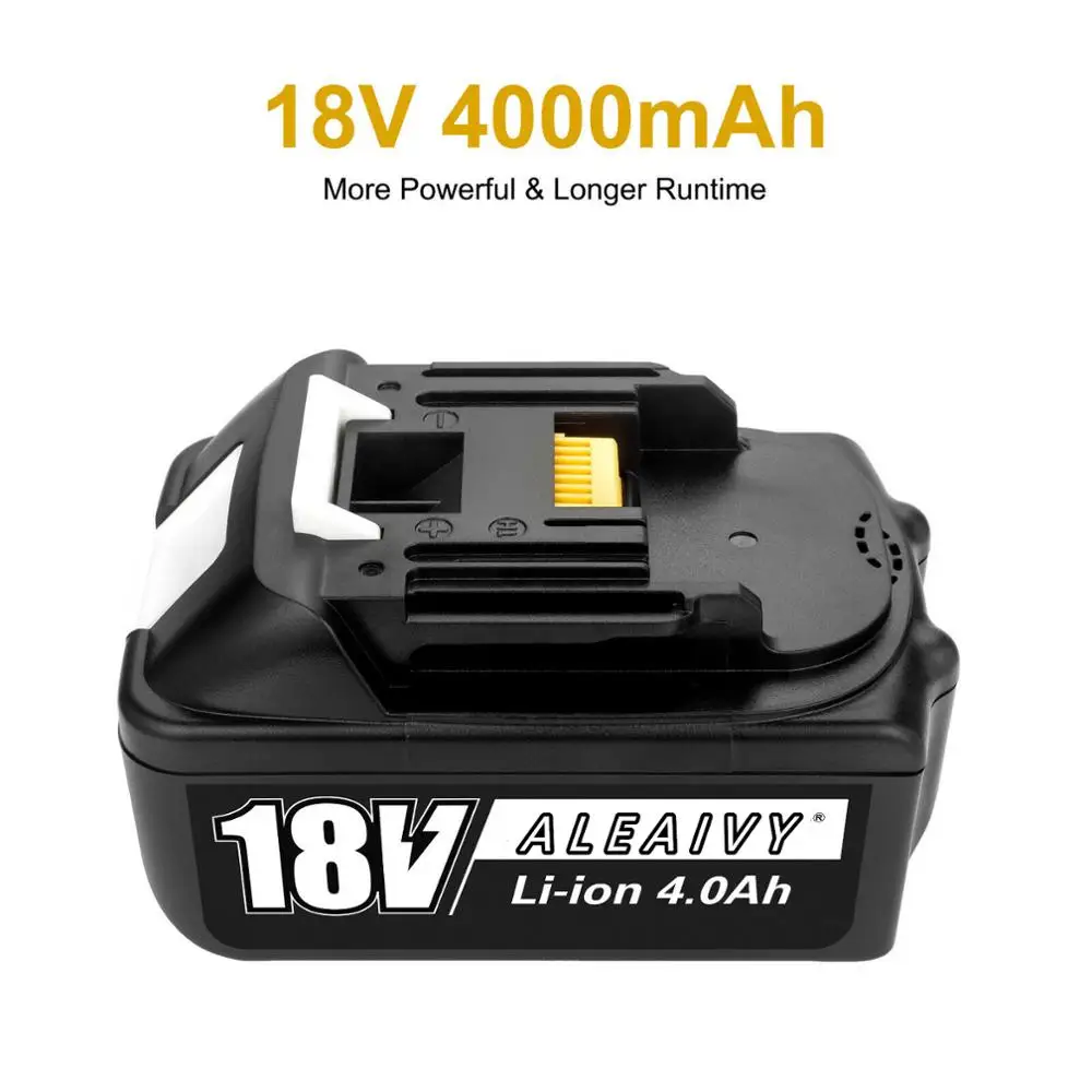 

Aleaivy 18V 4.0Ah Rechargeable Battery Li-Ion Battery Replacement Power Tool Battery For MAKITA BL1880 BL1860 BL1830 +Charger