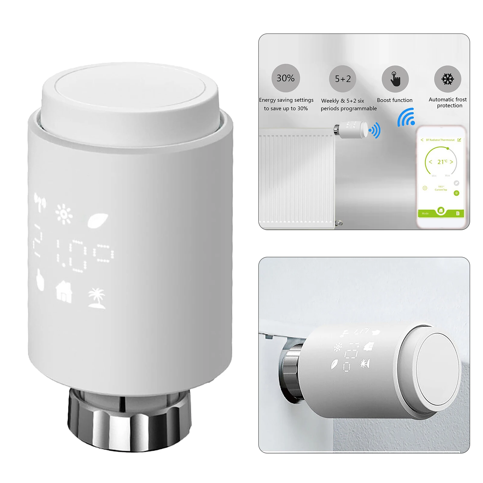 Intelligent Thermostat Heating Temperature Control Valve APP Programmable Smart Temperature Control Valve
Intelligent Thermostat Heating Temperature Control Valve APP Programmable Smart Temperature Control Valve