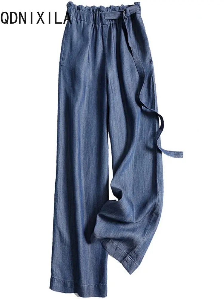 High Waist Women Pants Pleated Belt Loose Casual Women's Trousers Spring Summer New Women's Thin Jeans Wide Leg Pants Fashion
High Waist Women Pants Pleated Belt Loose Casual Women's Trousers Spring Summer New Women's Thin Jeans Wide Leg Pants Fashion