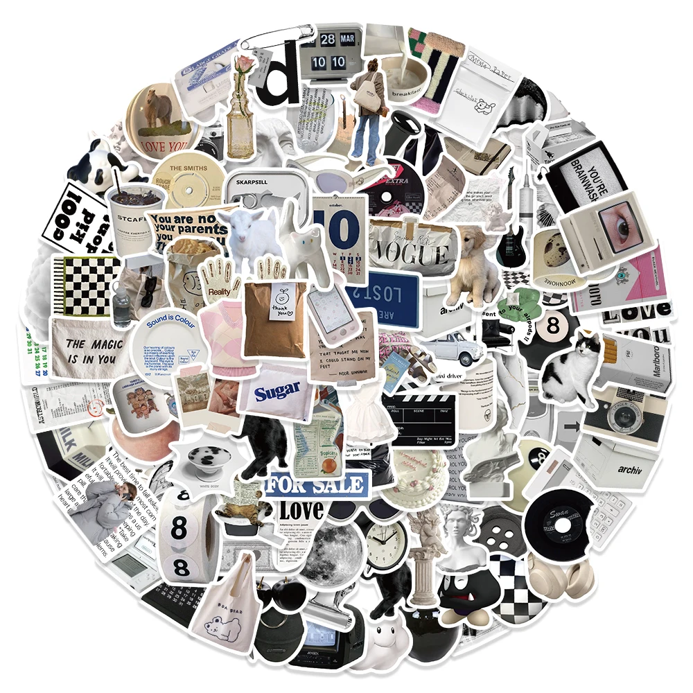10/61/118pcs Black and White Ins Style Stickers DIY Scrapbooking Journal Collage Phone Diary Album Happy Plan Gift Decoration
10/61/118pcs Black and White Ins Style Stickers DIY Scrapbooking Journal Collage Phone Diary Album Happy Plan Gift Decoration