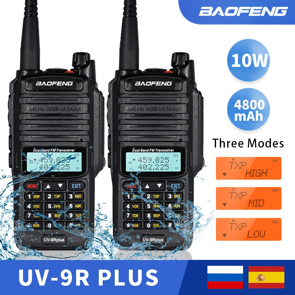 2PCS 10W High Power Walkie Talkie Baofeng UV-9R Plus Real 10 Watts Waterproof IP67 Two Way Radio UHF VHF CB Radios UV9R Plus
2PCS 10W High Power Walkie Talkie Baofeng UV-9R Plus Real 10 Watts Waterproof IP67 Two Way Radio UHF VHF CB Radios UV9R Plus
