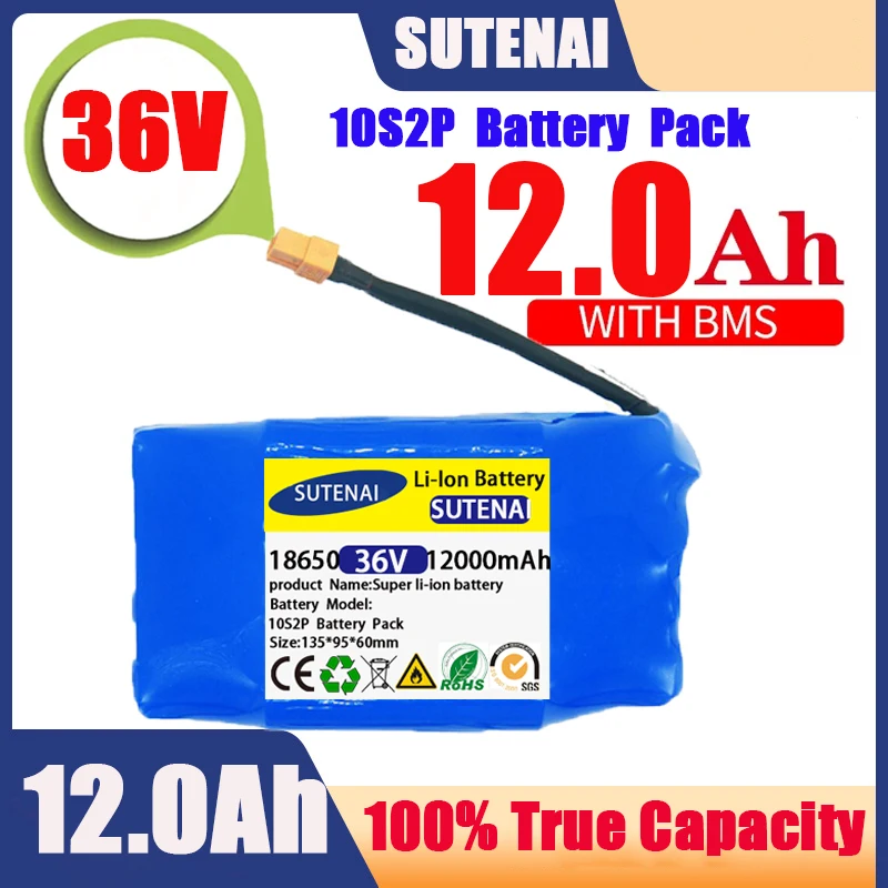 36V Rechargeable Li-ion Battery Pack 12000mAh 12Ah Lithium Ion Cell For Electric Self Balance Scooter Hoverboard Unicycle
36V Rechargeable Li-ion Battery Pack 12000mAh 12Ah Lithium Ion Cell For Electric Self Balance Scooter Hoverboard Unicycle
