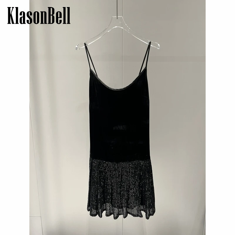 9.24 KlasonBell Sexy Temperament Patchwork Hem Sequins Suspender Backless Velvet Dress Women
9.24 KlasonBell Sexy Temperament Patchwork Hem Sequins Suspender Backless Velvet Dress Women