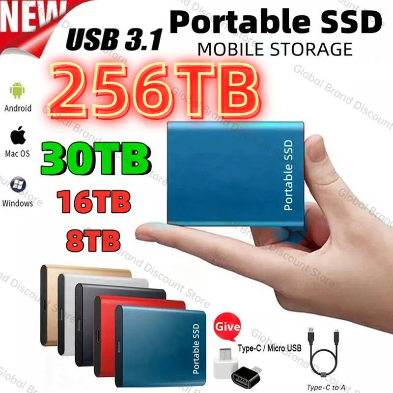 Portable SSD HDD 2TB External Hard Drive 256TB 8TB 16TB Solid State Drives 500GB Hard Disk disco duro USB 3.1 SSD For Laptop/ps5
Portable SSD HDD 2TB External Hard Drive 256TB 8TB 16TB Solid State Drives 500GB Hard Disk disco duro USB 3.1 SSD For Laptop/ps5