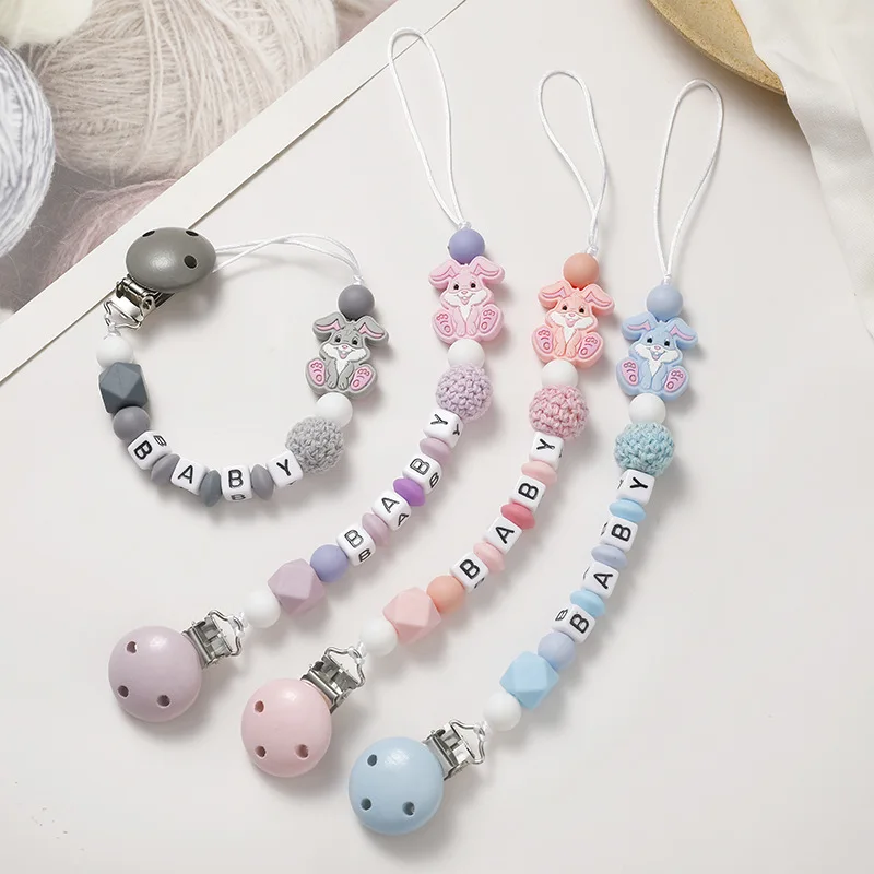 New Personalized Pacifier Clip Long Ear Rabbit Pacifier Chain Customized Baby Name Anti Drop Clip Toy Crown Bite Music Lanyard
New Personalized Pacifier Clip Long Ear Rabbit Pacifier Chain Customized Baby Name Anti Drop Clip Toy Crown Bite Music Lanyard