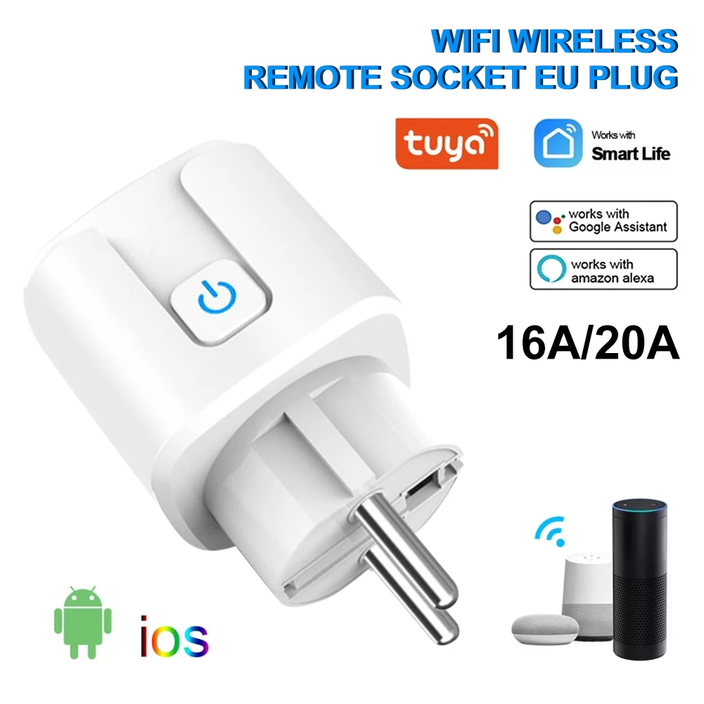 16A/20A EU Smart Plug Tuya Wifi Remote Power Socket With Energy Monitoring Function Voice Control For Alexa Google Home
16A/20A EU Smart Plug Tuya Wifi Remote Power Socket With Energy Monitoring Function Voice Control For Alexa Google Home