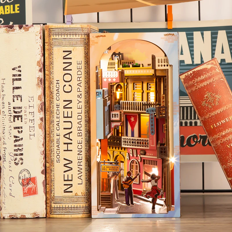 Cutebee DIY Book Nook Shelf Inserts Havana Stroll 3D Wooden Miniature House with Furniture LED Toy Birthday Gift
Cutebee DIY Book Nook Shelf Inserts Havana Stroll 3D Wooden Miniature House with Furniture LED Toy Birthday Gift