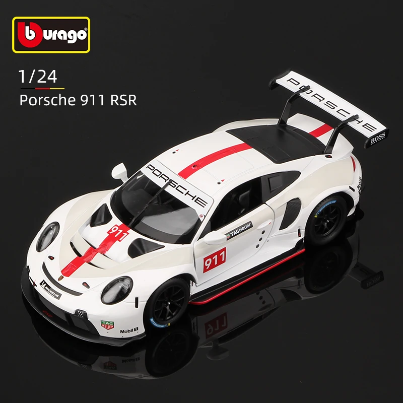 

Bburago 1:24 Porsche 911 RSR Alloy Sports Car Static Die Cast Vehicles Street Racing Model Toys Diecast Voiture Gift Collectible