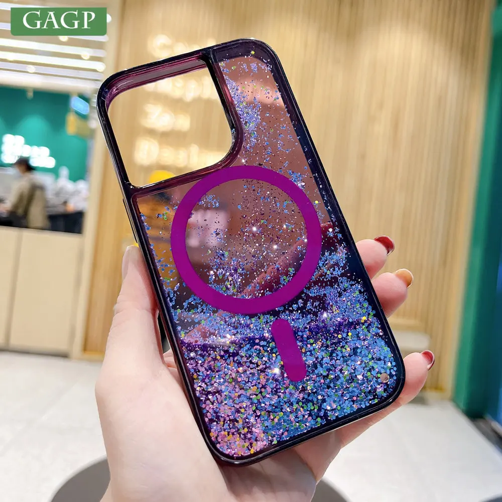 Luxury Glitter Quicksand Magnetic Magsafe Charging Phone Cases for iPhone 14 Pro Max 14 Plus Fluorescence Color Girl's TPU Cover
Luxury Glitter Quicksand Magnetic Magsafe Charging Phone Cases for iPhone 14 Pro Max 14 Plus Fluorescence Color Girl's TPU Cover