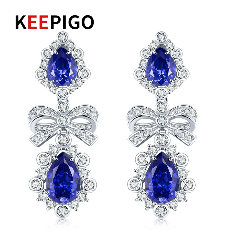 KEEPIGO S925 Sterling Silver Sapphire High Carbon Diamond Tanzanite Water Drop Pendant Earrings Sparkling Party Fine Jewelry
KEEPIGO S925 Sterling Silver Sapphire High Carbon Diamond Tanzanite Water Drop Pendant Earrings Sparkling Party Fine Jewelry