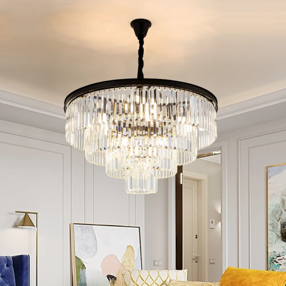 Modern American Lustre k9 Crystal E14 Led Pendnat Light Living Room Round Matt Black Gold Metal Led Hanging Lamp Indoor Lighting
Modern American Lustre k9 Crystal E14 Led Pendnat Light Living Room Round Matt Black Gold Metal Led Hanging Lamp Indoor Lighting