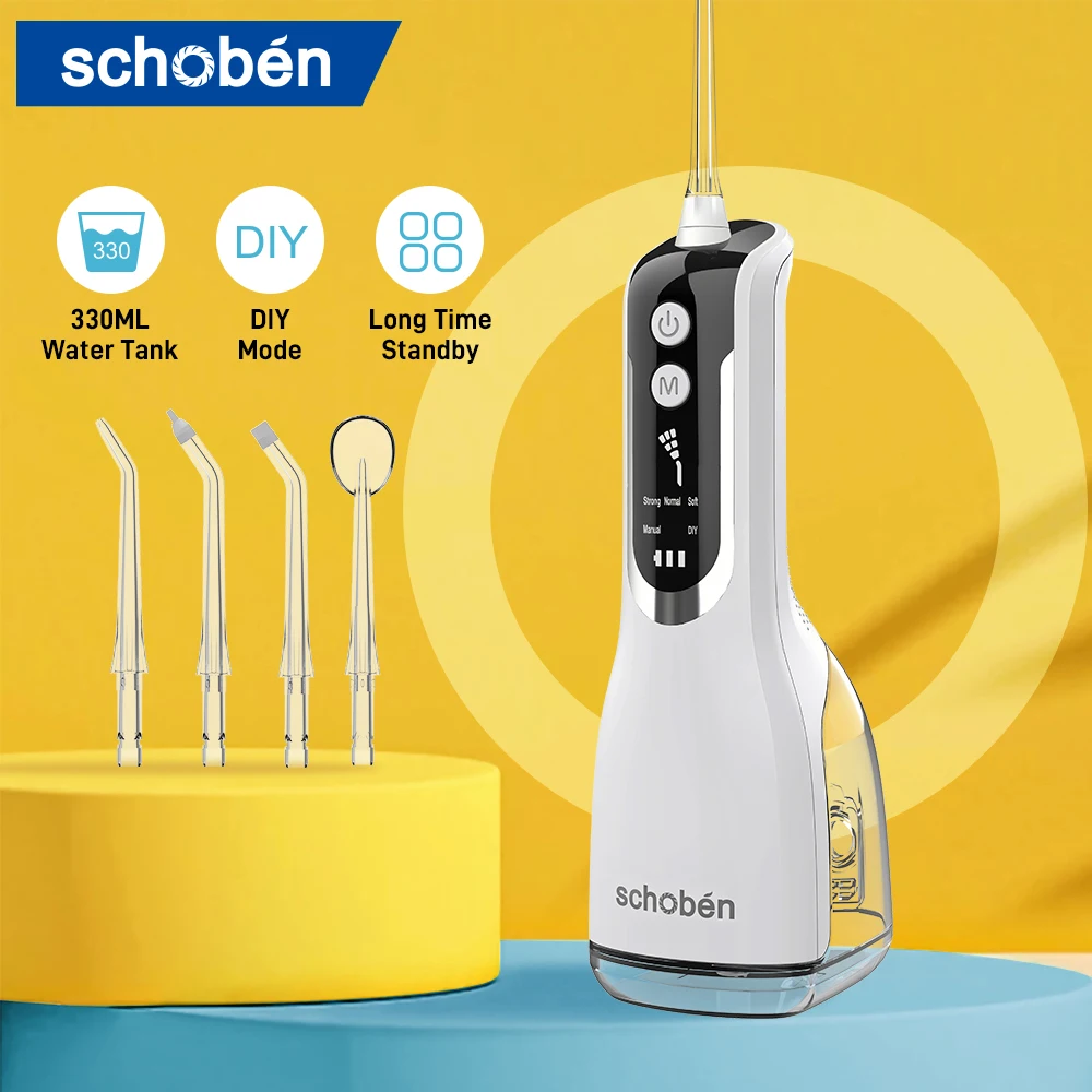 Schoben Irrigator Dental Portable Water Flosser 5 Modes USB Rechargeable 330ml Water Tank IPX7 Waterproof Teeth Cleaner
Schoben Irrigator Dental Portable Water Flosser 5 Modes USB Rechargeable 330ml Water Tank IPX7 Waterproof Teeth Cleaner