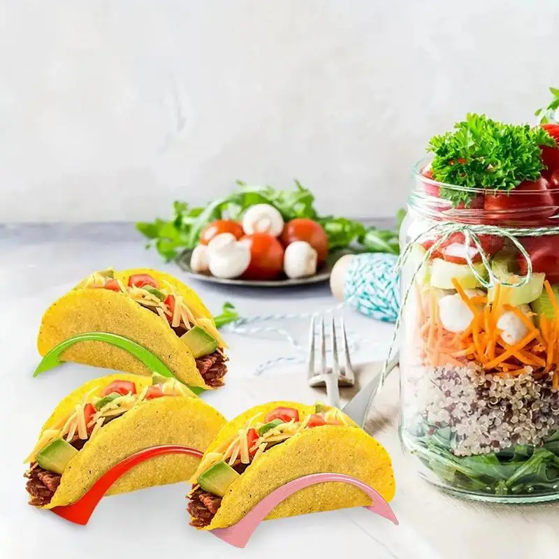 

Colorful Taco Holder Stands Set Dishwasher And Microwave Safe Street Taco Rack Stackable Taco Tray Plates Kitchen Supplies