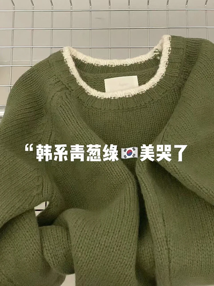 Korean Style Green Color Women Knit Pullover 2022 Autumn Winter Long Sleeve Knitwear Female Loose Soft Cozy Sweater Vintage Chic
Korean Style Green Color Women Knit Pullover 2022 Autumn Winter Long Sleeve Knitwear Female Loose Soft Cozy Sweater Vintage Chic