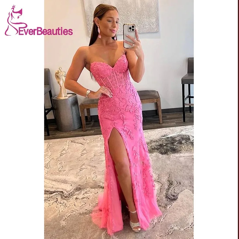 Sweetheart Tulle Appliques Prom Dresses Formal Dresses for Women Mermaid Evening Party Gowns Side Slit Maxi Dresses
Sweetheart Tulle Appliques Prom Dresses Formal Dresses for Women Mermaid Evening Party Gowns Side Slit Maxi Dresses